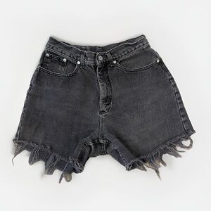 High Waist Black Denim Cutoff Shorts “Lee”